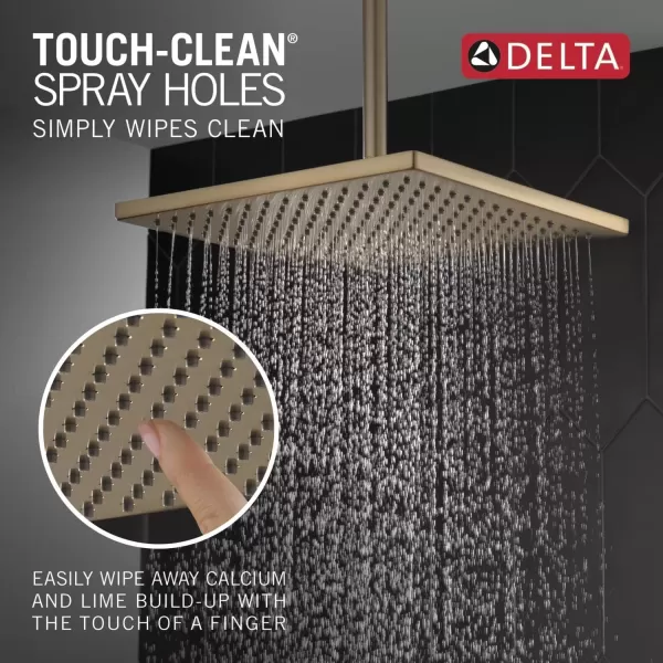 imageDelta Faucet SingleSpray Raincan Shower Head Brushed Nickel Shower Head Rainfall Shower Head Square Shower Head Metal Shower Head 25 GPM Flow Rate Stainless 52159SS25Champagne Bronze