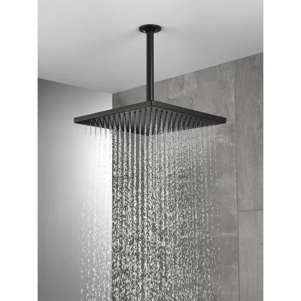 imageDelta Faucet SingleSpray Raincan Shower Head Brushed Nickel Shower Head Rainfall Shower Head Square Shower Head Metal Shower Head 25 GPM Flow Rate Stainless 52159SS25Matte Black