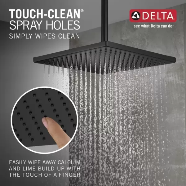 imageDelta Faucet SingleSpray Raincan Shower Head Brushed Nickel Shower Head Rainfall Shower Head Square Shower Head Metal Shower Head 25 GPM Flow Rate Stainless 52159SS25Matte Black