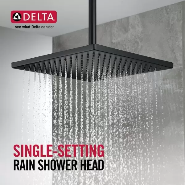 imageDelta Faucet SingleSpray Raincan Shower Head Brushed Nickel Shower Head Rainfall Shower Head Square Shower Head Metal Shower Head 25 GPM Flow Rate Stainless 52159SS25Matte Black