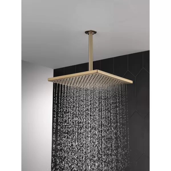 imageDelta Faucet SingleSpray Raincan Shower Head Brushed Nickel Shower Head Rainfall Shower Head Square Shower Head Metal Shower Head 25 GPM Flow Rate Stainless 52159SS25Champagne Bronze
