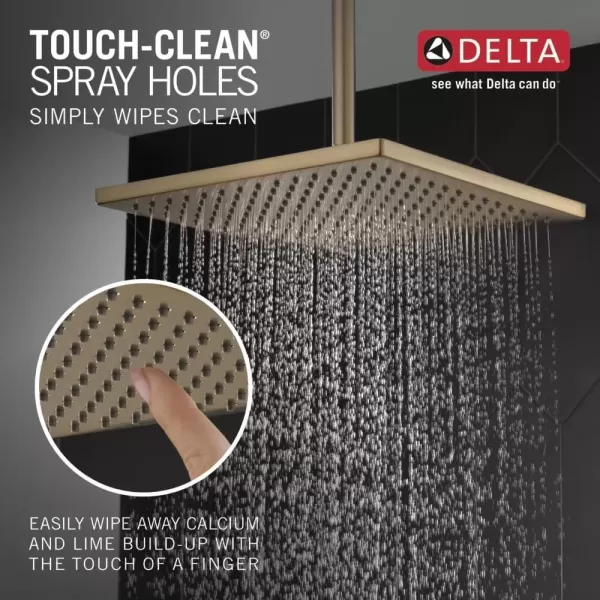 imageDelta Faucet SingleSpray Raincan Shower Head Brushed Nickel Shower Head Rainfall Shower Head Square Shower Head Metal Shower Head 25 GPM Flow Rate Stainless 52159SS25Champagne Bronze