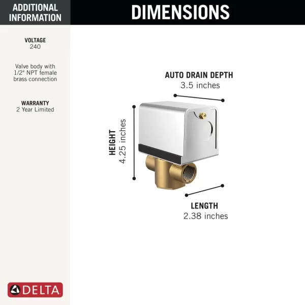 imageDelta Faucet Steam System Steam Generator Auto Drain for Use with 240v Generators Steam System Automatic Purge Drain 5GAADD240