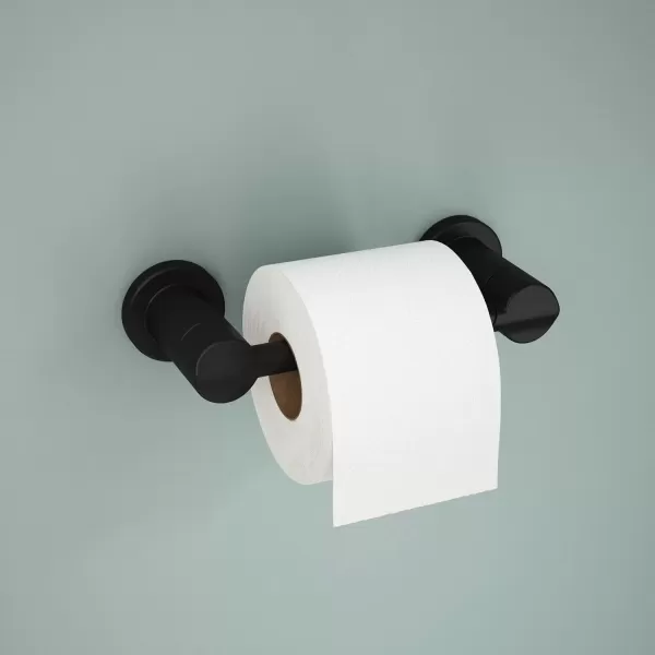 imageDelta Nicoli 1Pack Toilet Paper Holder Matte Black Tissue Roll Holder for Bathroom Organization and Storage Pivoting Toilet Tissue Holder Wall Bathroom Accessories NIC50MBMatte Black