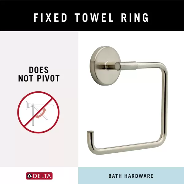 imageDelta Trinsic 1Pack Hand Towel Holder Brilliance Stainless Steel Towel Racks for Bathroom Wall Square Towel Ring Holder for Bath Towel Hanger for Kitchen Bathroom Accessories 759460SS