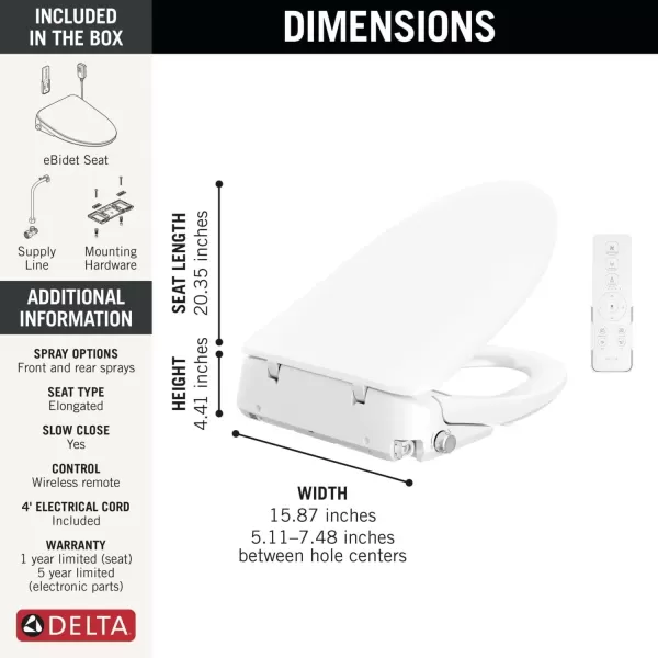 imageDELTA 893007EWH Refresh Bidet Toilet Seat WhitePremium
