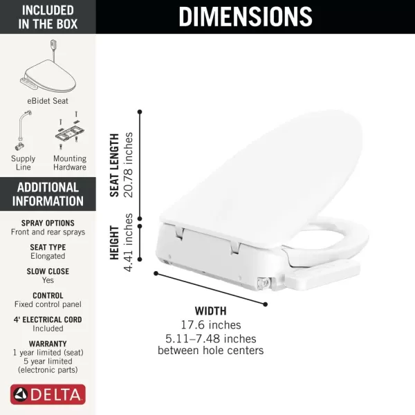 imageDELTA 893007EWH Refresh Bidet Toilet Seat WhiteStandard