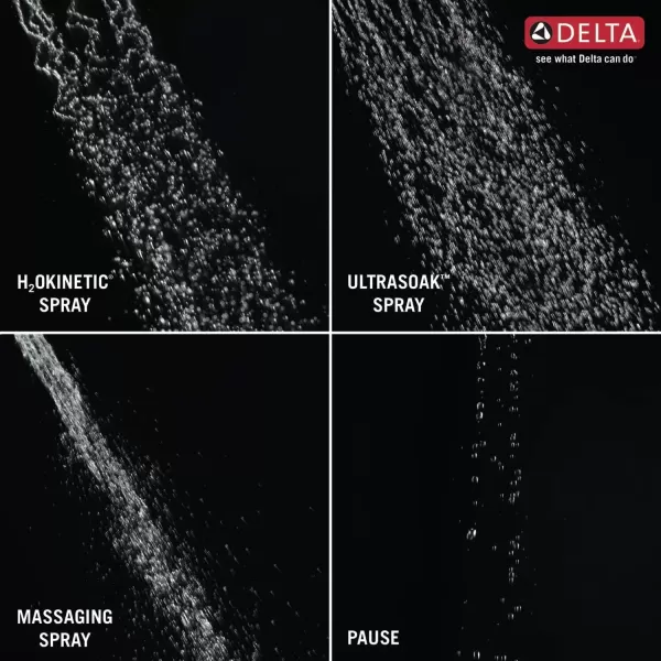 imageDELTA FAUCET 52460BL Delta H2Okinetic 4Setting UltraSoak Shower Head Matte BlackMatte Black
