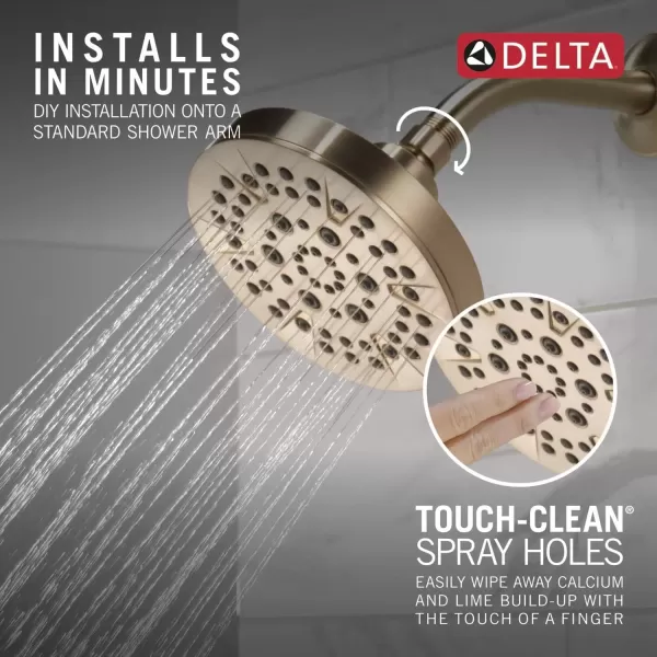 imageDELTA FAUCET FAUCET 5Spray Matte Black Shower Head DELTA FAUCET Shower Head Black Showerheads Shower Head Black Matte 175 GPM Flow Rate Matte Black 52535BLChampagne Bronze