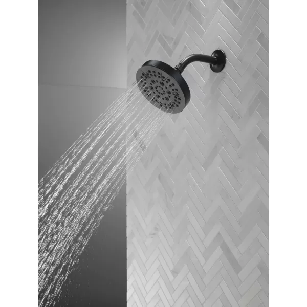 imageDELTA FAUCET FAUCET 5Spray Matte Black Shower Head DELTA FAUCET Shower Head Black Showerheads Shower Head Black Matte 175 GPM Flow Rate Matte Black 52535BLMatte Black