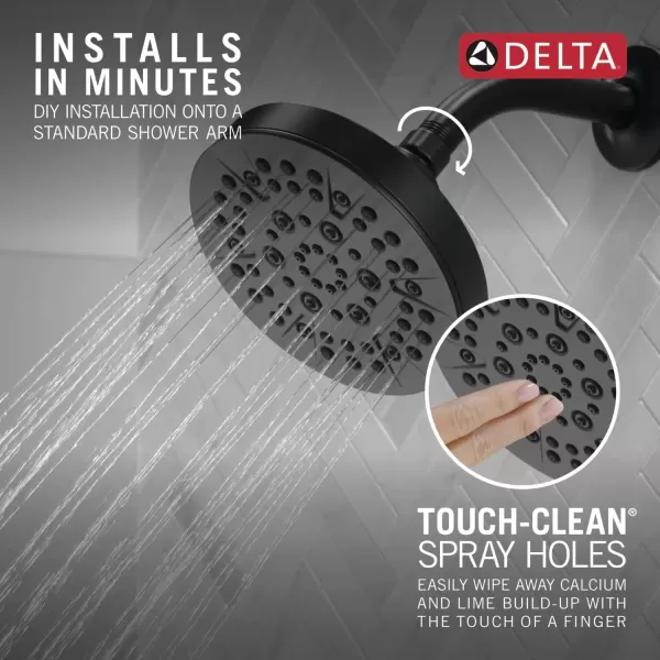 imageDELTA FAUCET FAUCET 5Spray Matte Black Shower Head DELTA FAUCET Shower Head Black Showerheads Shower Head Black Matte 175 GPM Flow Rate Matte Black 52535BLMatte Black