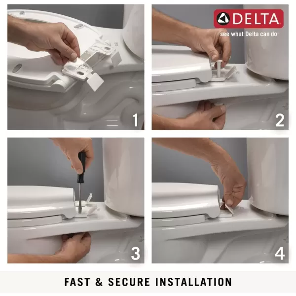 imageDELTA FAUCET Morgan Round Front SlowClose White Toilet Seat with NonSlip Seat Bumpers White 801903WHSlow Close