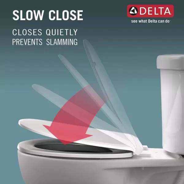 imageDELTA FAUCET Morgan Round Front SlowClose White Toilet Seat with NonSlip Seat Bumpers White 801903WHSlow Close