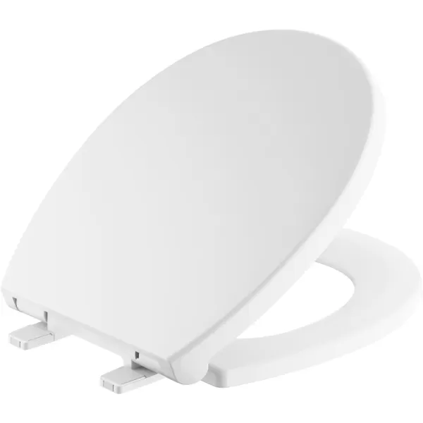 imageDELTA FAUCET Morgan Round Front SlowClose White Toilet Seat with NonSlip Seat Bumpers White 801903WHStandard Close