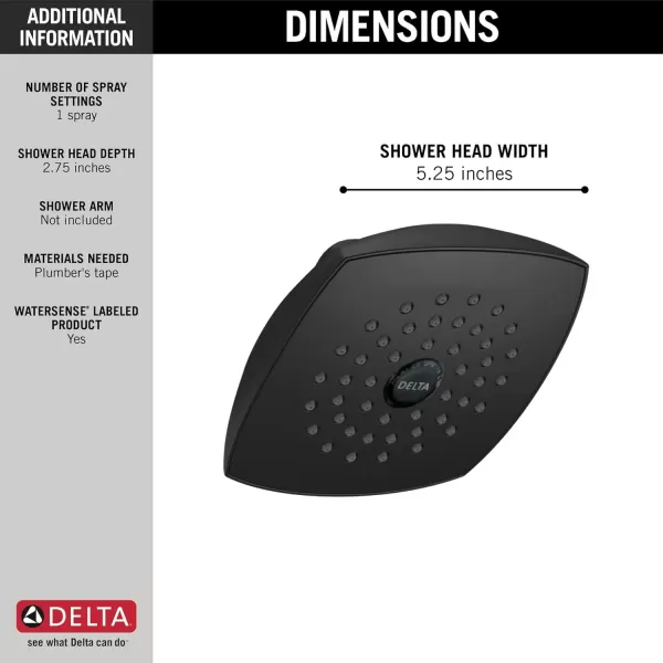 imageDELTA FAUCET RP64859BL Raincan SingleSetting TouchClean Shower Head Matte Black
