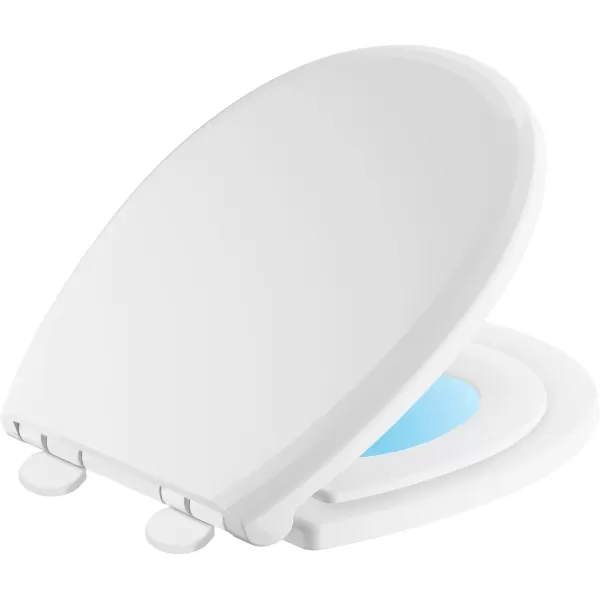 imageDELTA FAUCET Rubber Limited 803902NWH Sanborne Round Nightlight Toilet Seat with Slow Close and QuickRelease WhiteWith Nightlight  Potty Seat