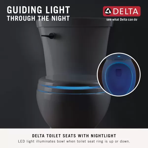 imageDELTA FAUCET Rubber Limited 803902NWH Sanborne Round Nightlight Toilet Seat with Slow Close and QuickRelease WhiteWith Nightlight  Potty Seat