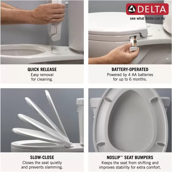 imageDELTA FAUCET Rubber Limited 803902NWH Sanborne Round Nightlight Toilet Seat with Slow Close and QuickRelease WhiteWith Nightlight  Potty Seat