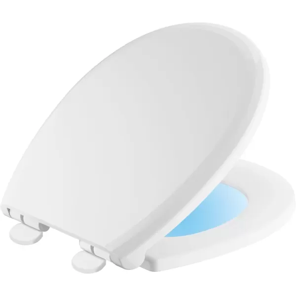 imageDELTA FAUCET Rubber Limited 803902NWH Sanborne Round Nightlight Toilet Seat with Slow Close and QuickRelease WhiteWith Nightlight