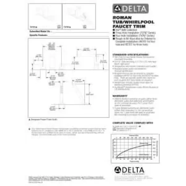 imageDELTA FAUCET T2767BL Roman Tub Trim DeckMount Without Diverter Matte BlackStainless