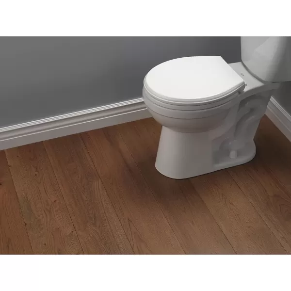 imageDELTA Faucet 800901WH Wycliffe Round Front Standard Close Toilet Seat with Nonslip Seat Bumpers WhiteRound
