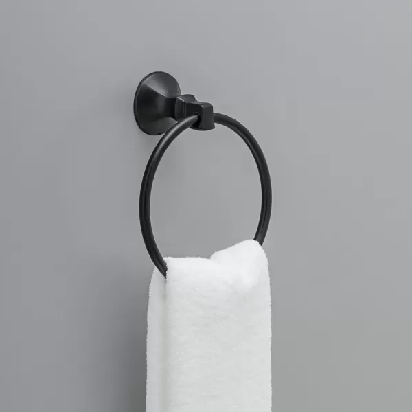 imageDelta Ashlyn 1Pack Hand Towel Holder Matte Black Towel Racks for Bathroom Wall Round Towel Ring Holder for Bath Towel Hanger for Kitchen Bathroom Accessories 76446BLMatte Black