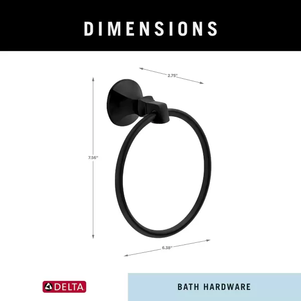 imageDelta Ashlyn 1Pack Hand Towel Holder Matte Black Towel Racks for Bathroom Wall Round Towel Ring Holder for Bath Towel Hanger for Kitchen Bathroom Accessories 76446BLMatte Black