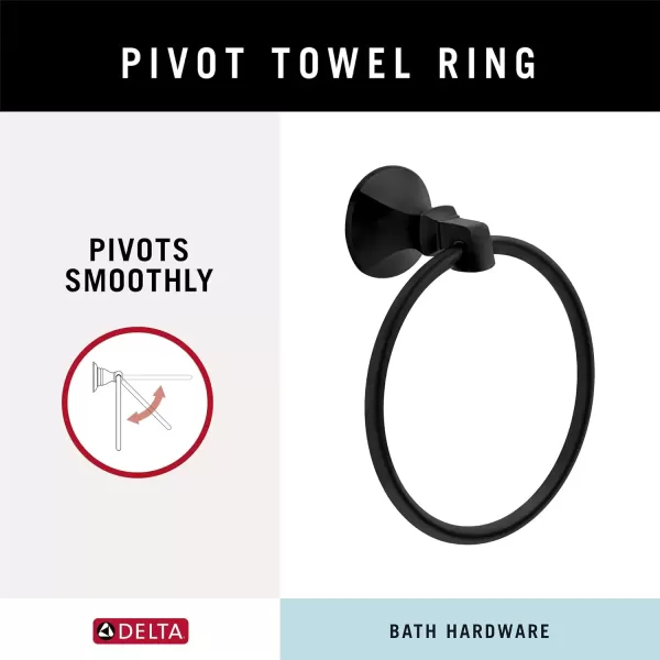imageDelta Ashlyn 1Pack Hand Towel Holder Matte Black Towel Racks for Bathroom Wall Round Towel Ring Holder for Bath Towel Hanger for Kitchen Bathroom Accessories 76446BLMatte Black