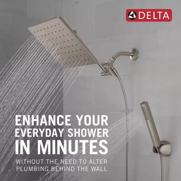imageDelta Faucet 10inch Raincan Shower Head and Hand Held Shower Combo Brushed Nickel Square Shower Head Rainfall Shower Head Hand Shower 175 GPM Flow Rate Spotshield Brushed Nickel 75527SN