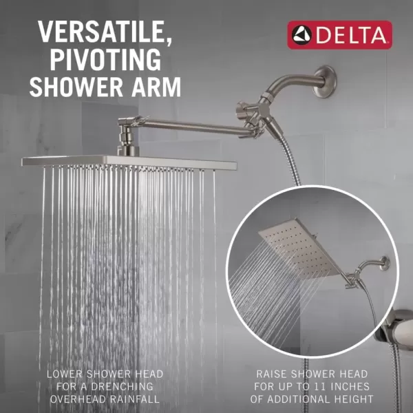 imageDelta Faucet 10inch Raincan Shower Head and Hand Held Shower Combo Brushed Nickel Square Shower Head Rainfall Shower Head Hand Shower 175 GPM Flow Rate Spotshield Brushed Nickel 75527SN