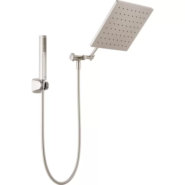 imageDelta Faucet 10inch Raincan Shower Head and Hand Held Shower Combo Brushed Nickel Square Shower Head Rainfall Shower Head Hand Shower 175 GPM Flow Rate Spotshield Brushed Nickel 75527SN