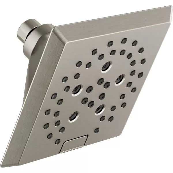 imageDelta Faucet 5Spray H2Okinetic Raincan Shower Head Brushed Nickel Showerhead Square Shower Head Delta Shower Head Water Saving Shower Head Lumicoat Stainless 52664SSPR