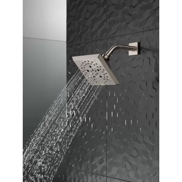imageDelta Faucet 5Spray H2Okinetic Raincan Shower Head Brushed Nickel Showerhead Square Shower Head Delta Shower Head Water Saving Shower Head Lumicoat Stainless 52664SSPR