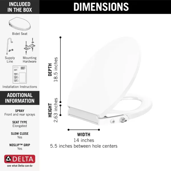 imageDelta Faucet 810903WH Morgan Elongated Standard Close Toilet Seat with Nonslip Seat Bumpers WhiteBidet Toilet Seat