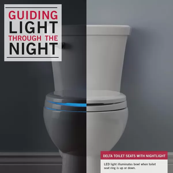 imageDelta Faucet 813902NWH Sanborne Elongated Nightlight Toilet Seat with Slow Close and QuickRelease WhiteWith Nightlight  Potty Seat