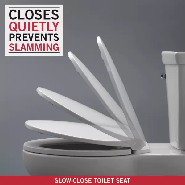 imageDelta Faucet 813902NWH Sanborne Elongated Nightlight Toilet Seat with Slow Close and QuickRelease WhiteWithout Nightlight