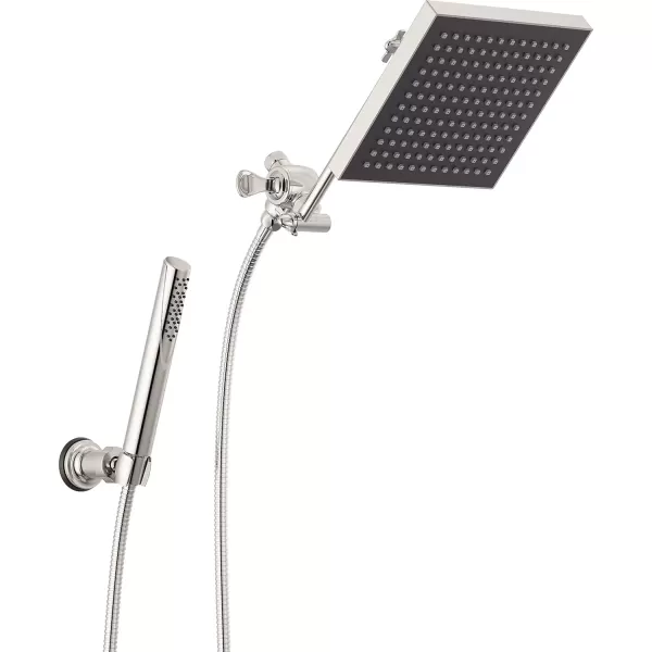 imageDelta Faucet Chrome Rain Shower Head Square Rainfall Shower Head Handheld Shower with hose Adustable Shower Arm Shower Arm Diverter 25 GPM Water Flow Chrome