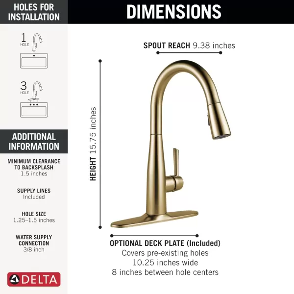imageDelta Faucet Essa VoiceIQ Touchless Kitchen Faucet with Pull Down Sprayer Smart Faucet Alexa and Google Assistant Voice Activated Kitchen Sink Faucet Arctic Stainless 9113TVARDSTChampagne Bronze