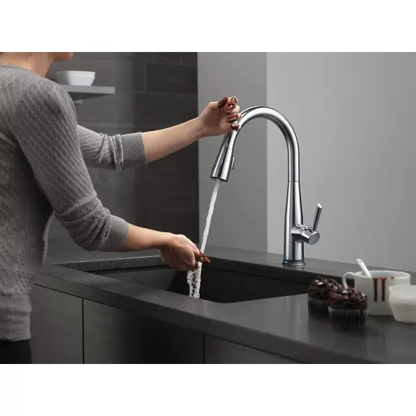 imageDelta Faucet Essa VoiceIQ Touchless Kitchen Faucet with Pull Down Sprayer Smart Faucet Alexa and Google Assistant Voice Activated Kitchen Sink Faucet Arctic Stainless 9113TVARDSTArctic Stainless
