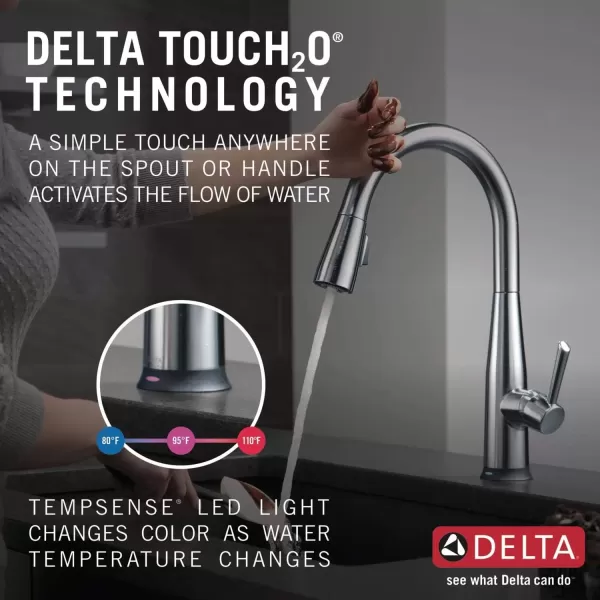 imageDelta Faucet Essa VoiceIQ Touchless Kitchen Faucet with Pull Down Sprayer Smart Faucet Alexa and Google Assistant Voice Activated Kitchen Sink Faucet Arctic Stainless 9113TVARDSTArctic Stainless