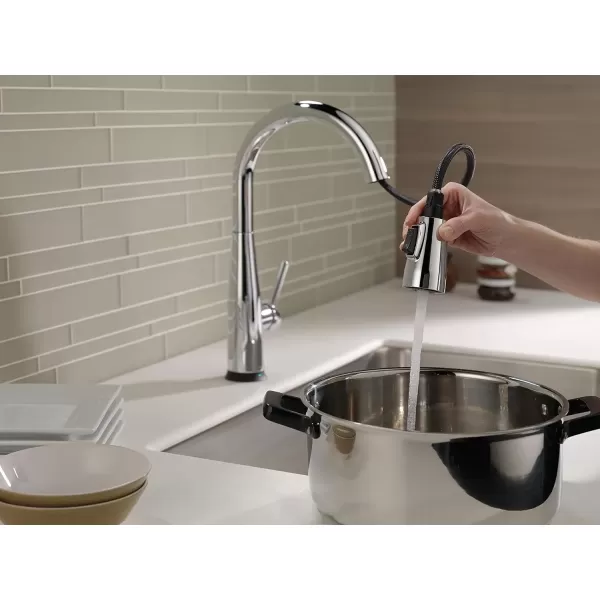 imageDelta Faucet Essa VoiceIQ Touchless Kitchen Faucets with Pull Down Sprayer Smart Faucet Alexa and Google Assistant Voice Activated Kitchen Sink Faucet Matte Black 9113TVBLDSTChrome