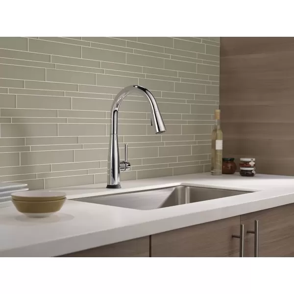 imageDelta Faucet Essa VoiceIQ Touchless Kitchen Faucets with Pull Down Sprayer Smart Faucet Alexa and Google Assistant Voice Activated Kitchen Sink Faucet Matte Black 9113TVBLDSTChrome
