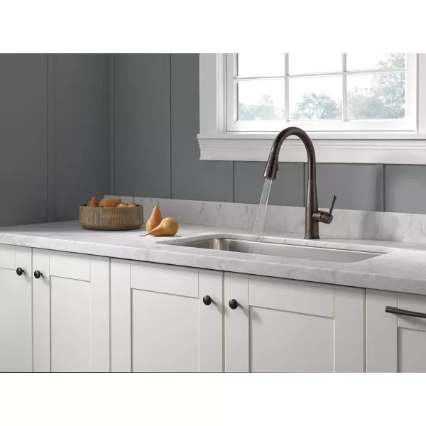imageDelta Faucet Essa VoiceIQ Touchless Kitchen Faucets with Pull Down Sprayer Smart Faucet Alexa and Google Assistant Voice Activated Kitchen Sink Faucet Matte Black 9113TVBLDSTVenetian Bronze