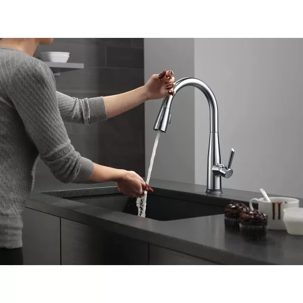 imageDelta Faucet Essa VoiceIQ Touchless Kitchen Faucets with Pull Down Sprayer Smart Faucet Alexa and Google Assistant Voice Activated Kitchen Sink Faucet Matte Black 9113TVBLDSTArctic Stainless