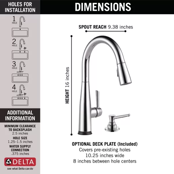 imageDelta Faucet Essa VoiceIQ Touchless Kitchen Faucets with Pull Down Sprayer Smart Faucet Alexa and Google Assistant Voice Activated Kitchen Sink Faucet Matte Black 9113TVBLDSTChrome