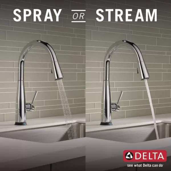 imageDelta Faucet Essa VoiceIQ Touchless Kitchen Faucets with Pull Down Sprayer Smart Faucet Alexa and Google Assistant Voice Activated Kitchen Sink Faucet Matte Black 9113TVBLDSTChrome