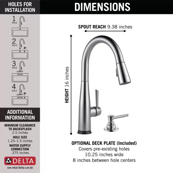 imageDelta Faucet Essa VoiceIQ Touchless Kitchen Faucets with Pull Down Sprayer Smart Faucet Alexa and Google Assistant Voice Activated Kitchen Sink Faucet Matte Black 9113TVBLDSTArctic Stainless