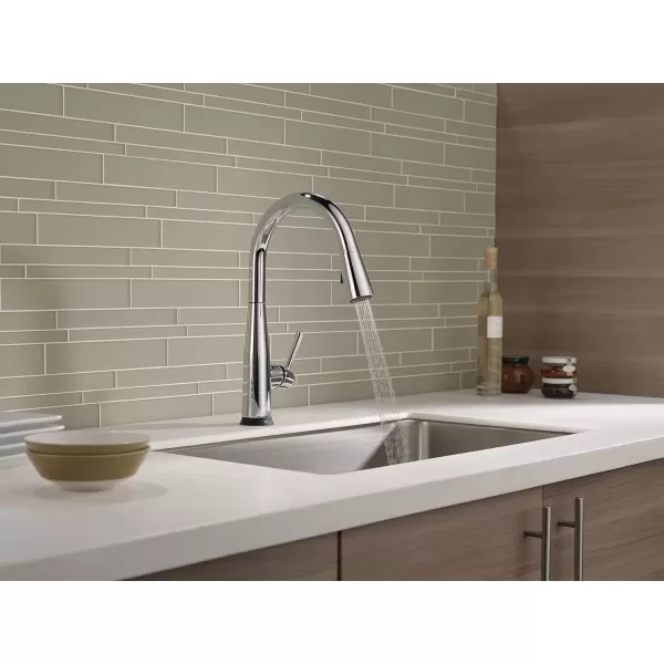 imageDelta Faucet Essa VoiceIQ Touchless Kitchen Faucets with Pull Down Sprayer Smart Faucet Alexa and Google Assistant Voice Activated Kitchen Sink Faucet Matte Black 9113TVBLDSTChrome