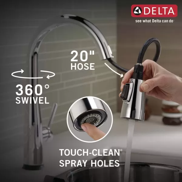 imageDelta Faucet Essa VoiceIQ Touchless Kitchen Faucets with Pull Down Sprayer Smart Faucet Alexa and Google Assistant Voice Activated Kitchen Sink Faucet Matte Black 9113TVBLDSTChrome