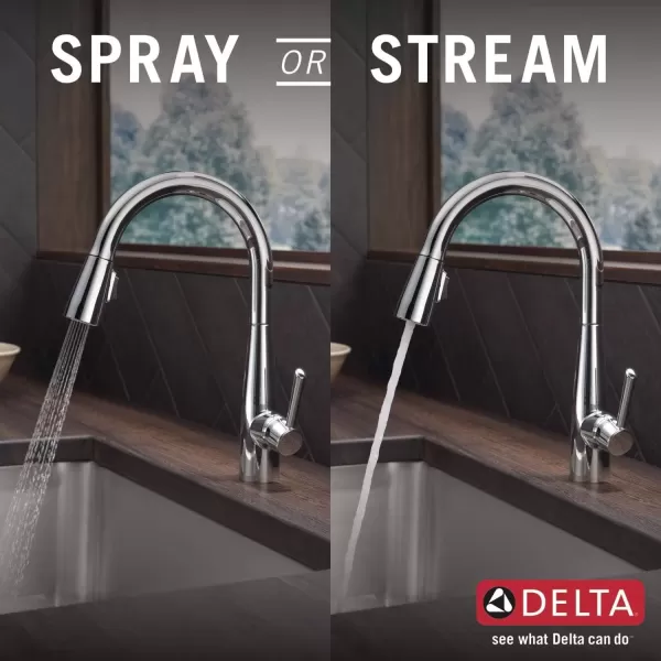imageDelta Faucet Essa VoiceIQ Touchless Kitchen Faucets with Pull Down Sprayer Smart Faucet Alexa and Google Assistant Voice Activated Kitchen Sink Faucet Matte Black 9113TVBLDSTChrome